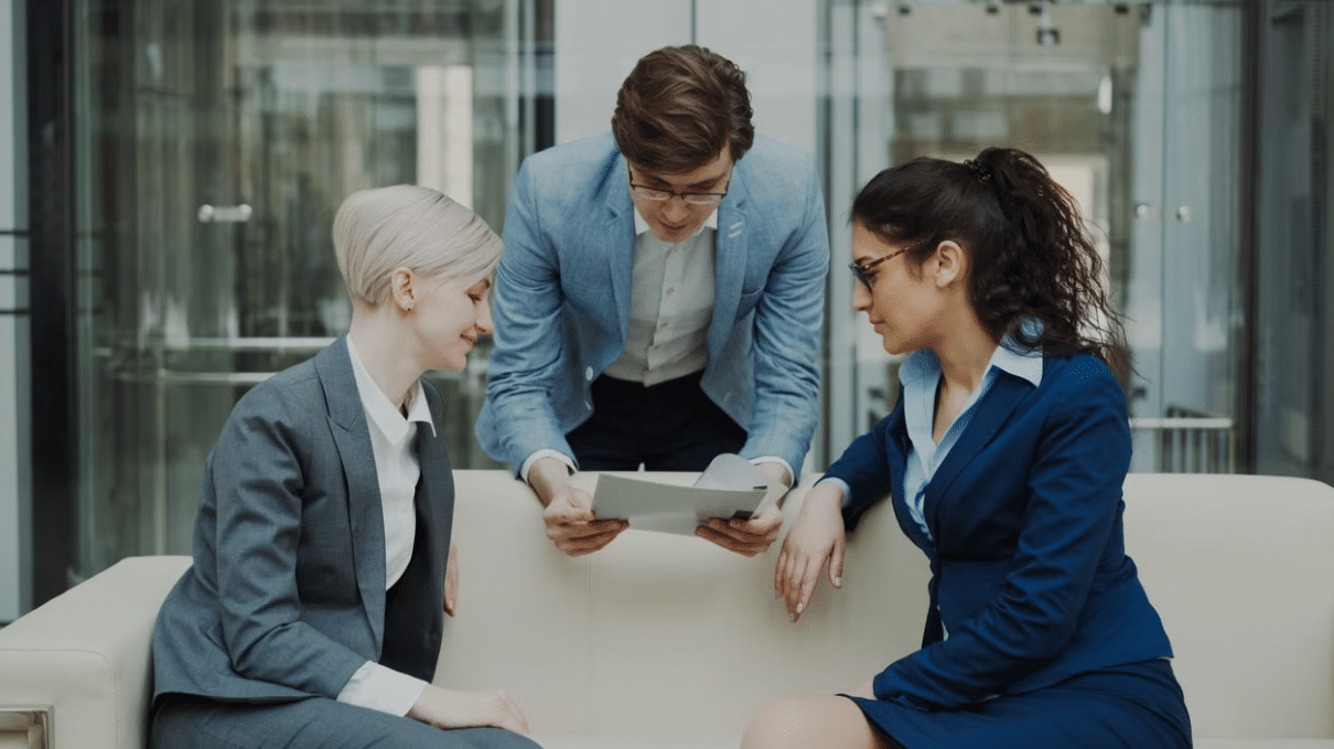 Business team in a brainstorm meeting